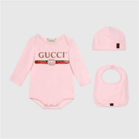 pink gucci baby outfit|Pale Pink Cotton Baby Gift Set With Gucci Logo .